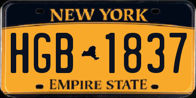 NY license plate HGB1837