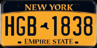 NY license plate HGB1838