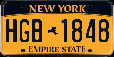 NY license plate HGB1848