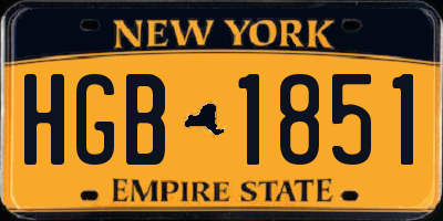 NY license plate HGB1851