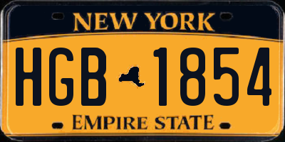 NY license plate HGB1854