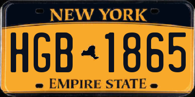 NY license plate HGB1865