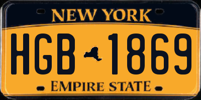 NY license plate HGB1869