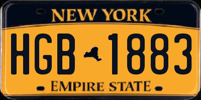 NY license plate HGB1883