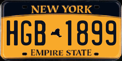 NY license plate HGB1899