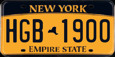 NY license plate HGB1900