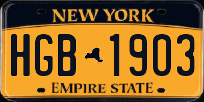 NY license plate HGB1903