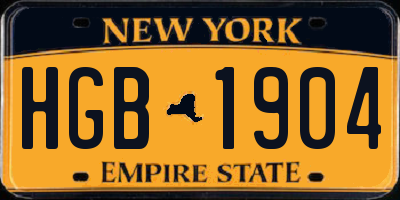 NY license plate HGB1904