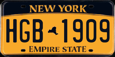 NY license plate HGB1909