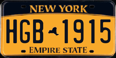 NY license plate HGB1915