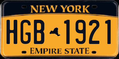 NY license plate HGB1921