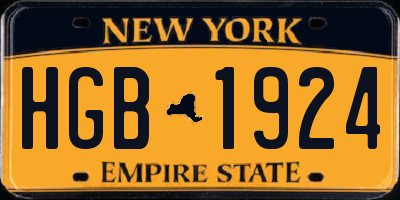 NY license plate HGB1924