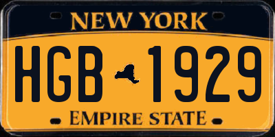 NY license plate HGB1929