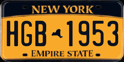 NY license plate HGB1953