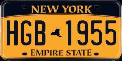 NY license plate HGB1955