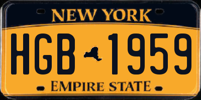 NY license plate HGB1959