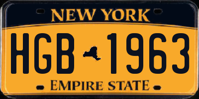 NY license plate HGB1963