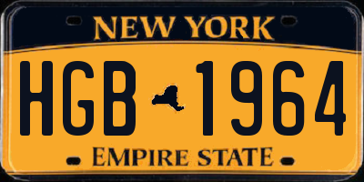 NY license plate HGB1964