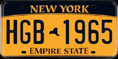 NY license plate HGB1965