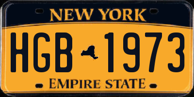 NY license plate HGB1973