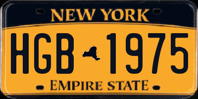 NY license plate HGB1975