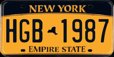 NY license plate HGB1987