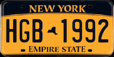 NY license plate HGB1992