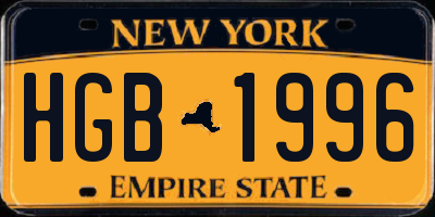 NY license plate HGB1996