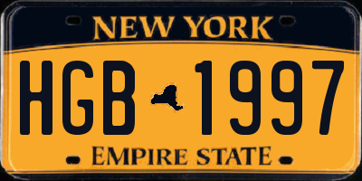 NY license plate HGB1997