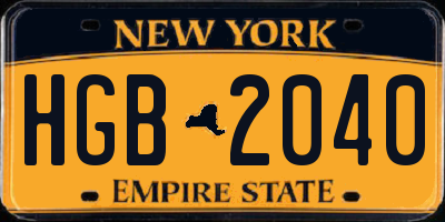 NY license plate HGB2040