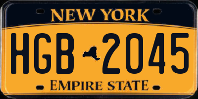 NY license plate HGB2045