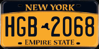 NY license plate HGB2068
