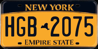 NY license plate HGB2075