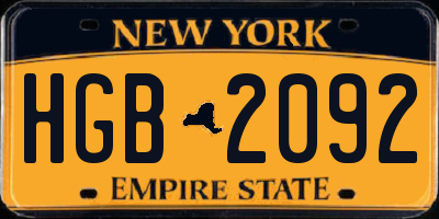 NY license plate HGB2092