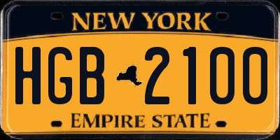 NY license plate HGB2100