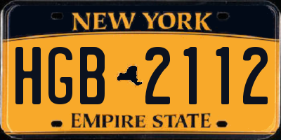 NY license plate HGB2112