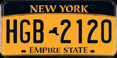NY license plate HGB2120