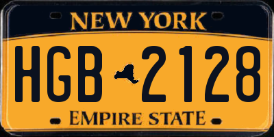 NY license plate HGB2128
