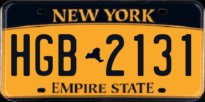 NY license plate HGB2131