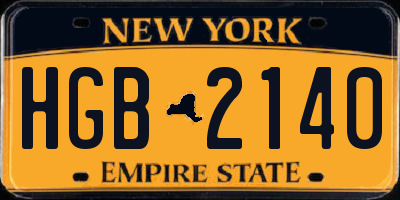 NY license plate HGB2140