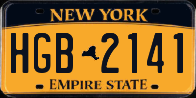 NY license plate HGB2141
