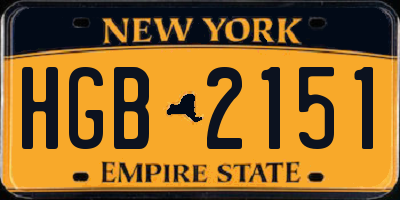 NY license plate HGB2151