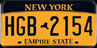 NY license plate HGB2154