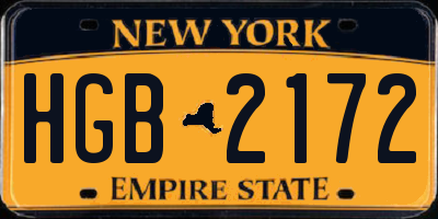NY license plate HGB2172