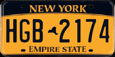NY license plate HGB2174