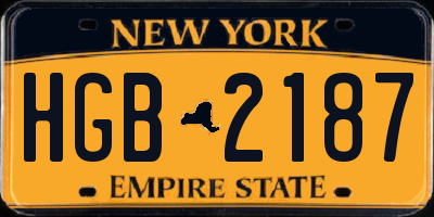 NY license plate HGB2187