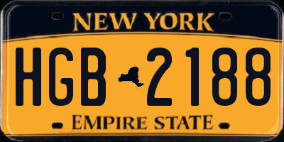NY license plate HGB2188