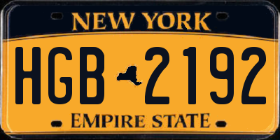NY license plate HGB2192