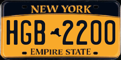 NY license plate HGB2200