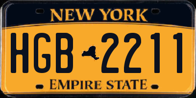 NY license plate HGB2211